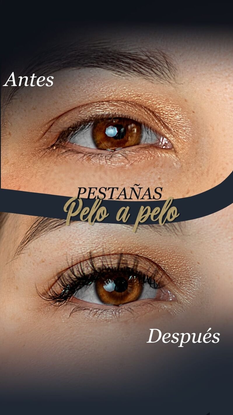 Antes y después de pestañas pelo a pelo